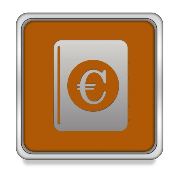 Euro-Geldbuch-Quadrat-Symbol auf weißem Hintergrund — Stockfoto