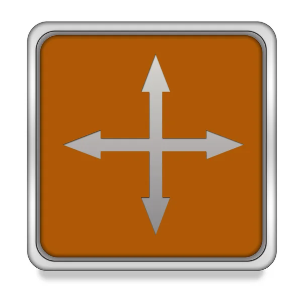Pfeil-Quadrat-Symbol auf weißem Hintergrund — Stockfoto