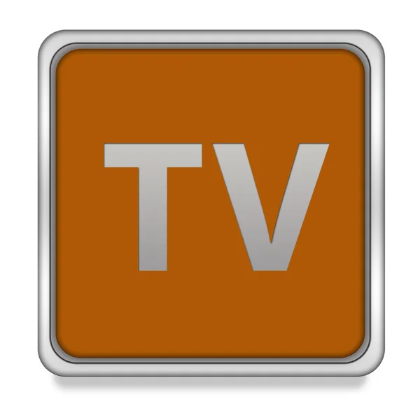 テレビ白い背景の四角形のアイコン — ストック写真