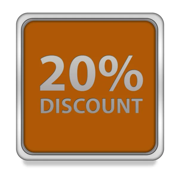 Discount twenty percent square icon on white background — Stock Photo, Image