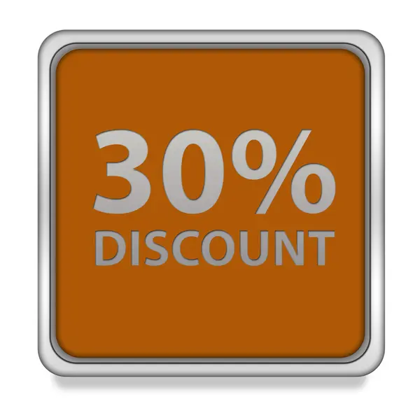 Discount thirty percent square icon on white background — Stock Photo, Image