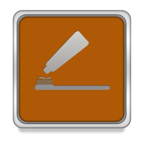 Tooth ecset négyzet alakú ikon a fehér háttér — Stock Fotó