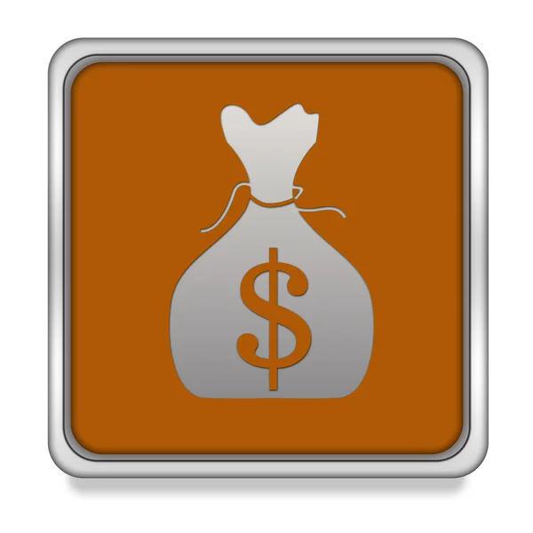 Dollar money bag square icon on white background — Stock Photo, Image