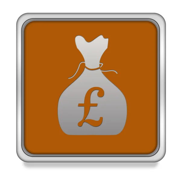 Pound money bag square icon on white background — Stock Photo, Image