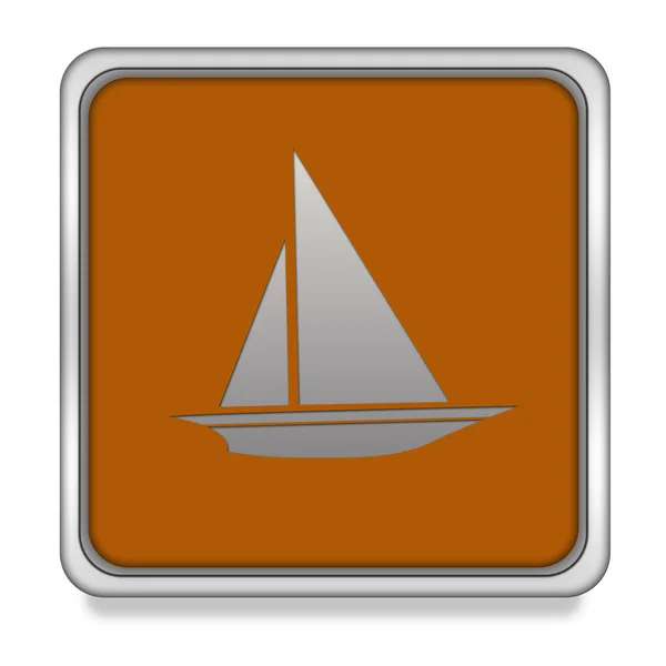 Ícone quadrado do barco no fundo branco — Fotografia de Stock