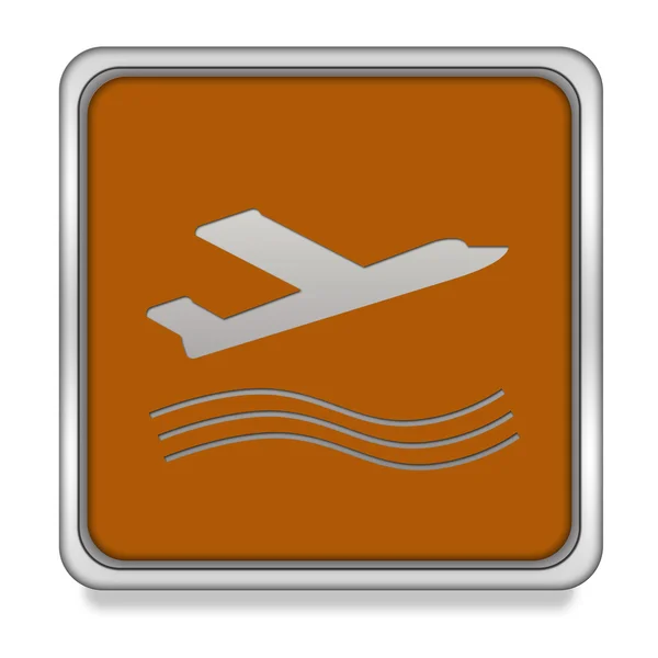 Beyaz arka plan üzerinde uçak kare simgesi — Stok fotoğraf