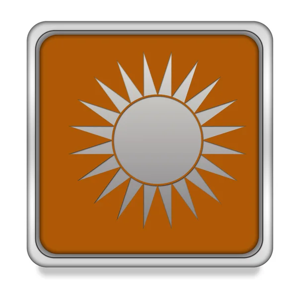 태양 광장 흰색 배경 아이콘 — 스톡 사진
