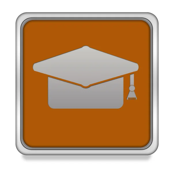 Ícone quadrado de graduação no fundo branco — Fotografia de Stock
