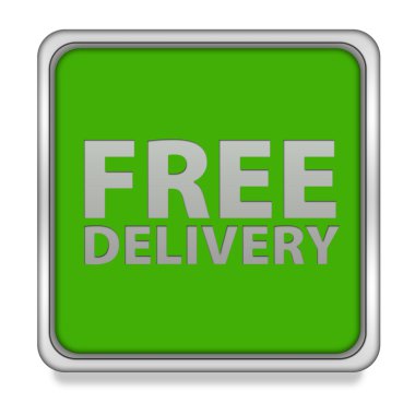 Ücretsiz teslimat kare simgesi beyaz arka plan üzerinde