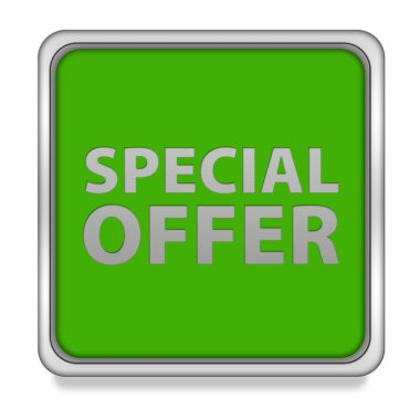 Özel Fırsat kare simgesi beyaz arka plan üzerinde