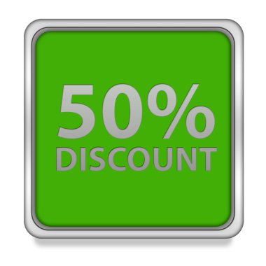 Beyaz arka plan üzerinde 50 kare simgesi indirim