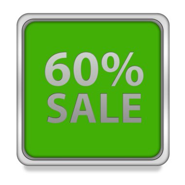 Satışı yüzde altmış kare simgesi beyaz arka plan üzerinde