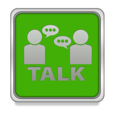 Kare simgesi beyaz arka plan üzerinde konuşmak