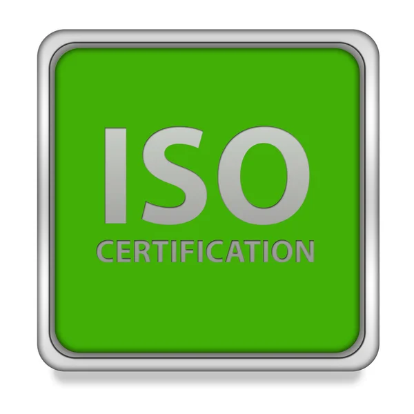 Iso-Zertifizierung quadratisches Symbol auf weißem Hintergrund — Stockfoto