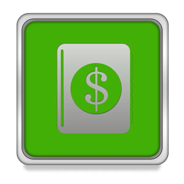 Dollaro libro di soldi icona quadrata su sfondo bianco — Foto Stock