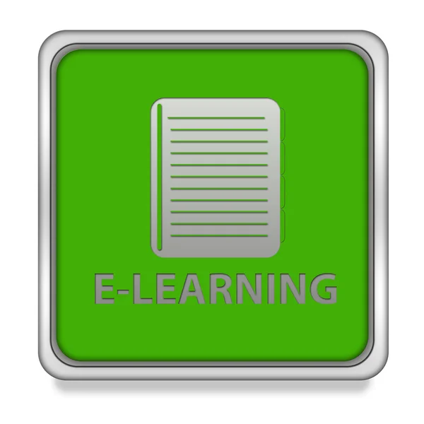 E-öğrenme kare simgesi beyaz arka plan üzerinde — Stok fotoğraf