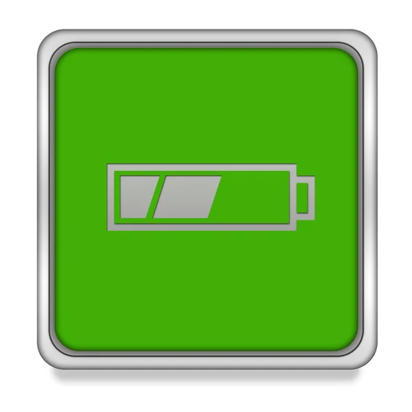 Квадратна іконка акумулятора на білому тлі — стокове фото