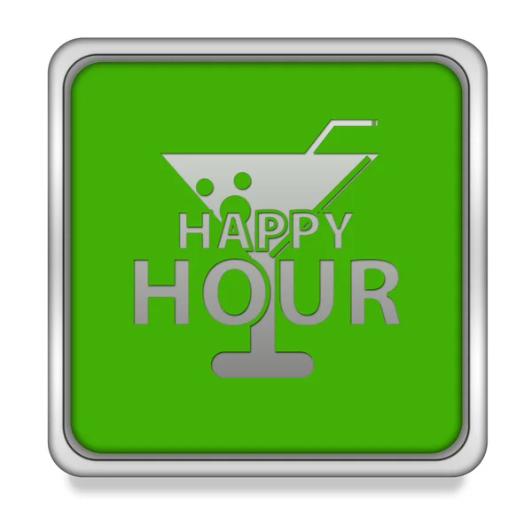 Happy Hour quadratisches Symbol auf weißem Hintergrund — Stockfoto