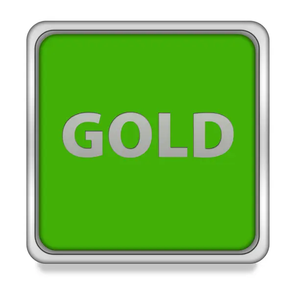 Gold square icon on white background — Stock Photo, Image