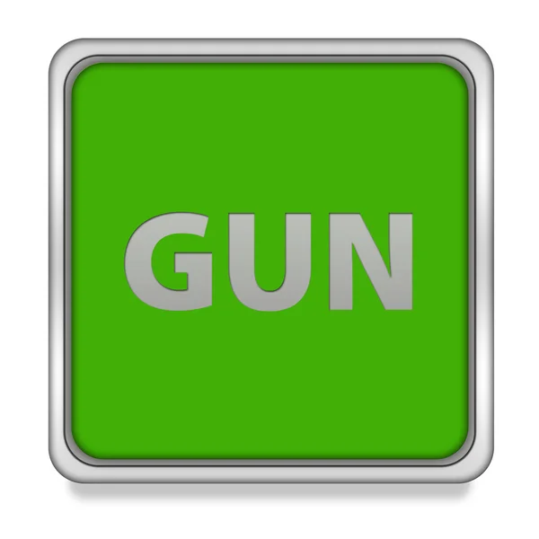 Pistola icona quadrata su sfondo bianco — Foto Stock