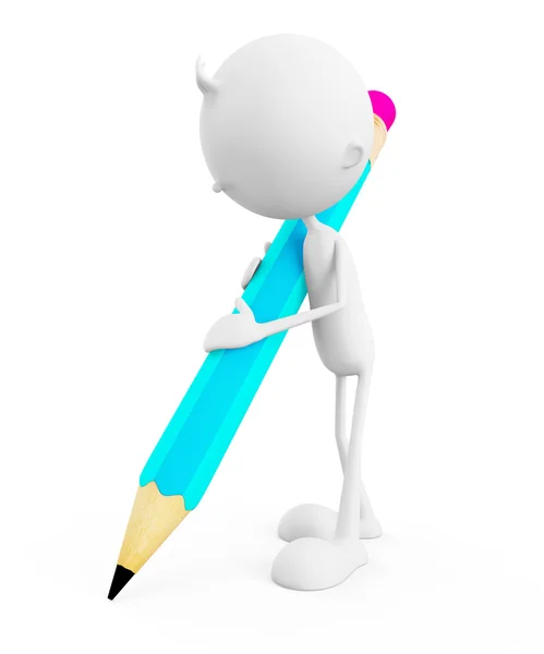 3d White character with pencil — Stock Photo, Image