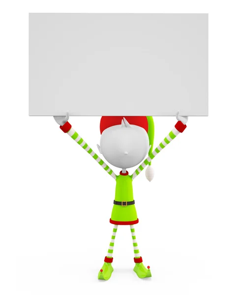 3d Elves with sign board — Stock Photo, Image