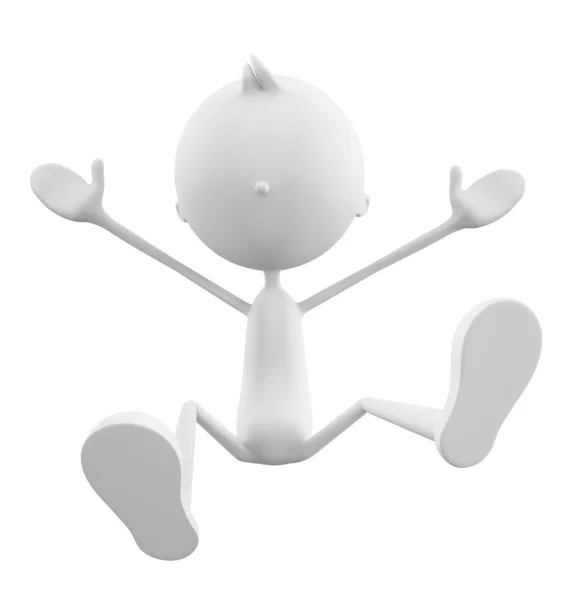 White character with jumping pose — Stock Photo, Image