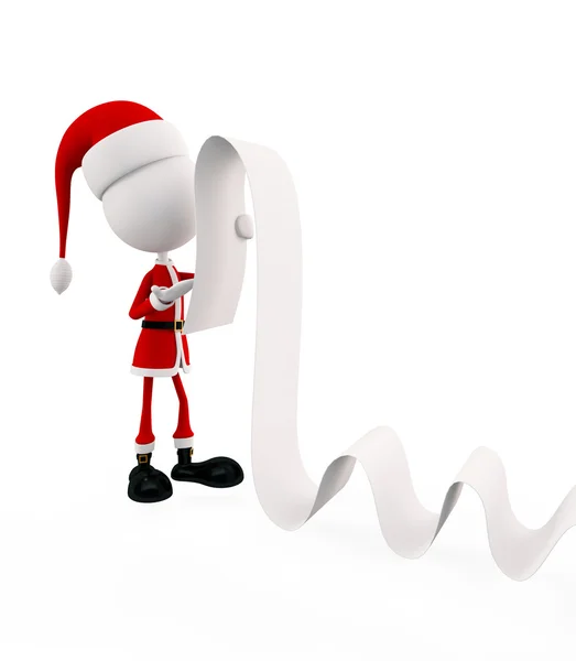 3D Santa med lång lista — Stockfoto