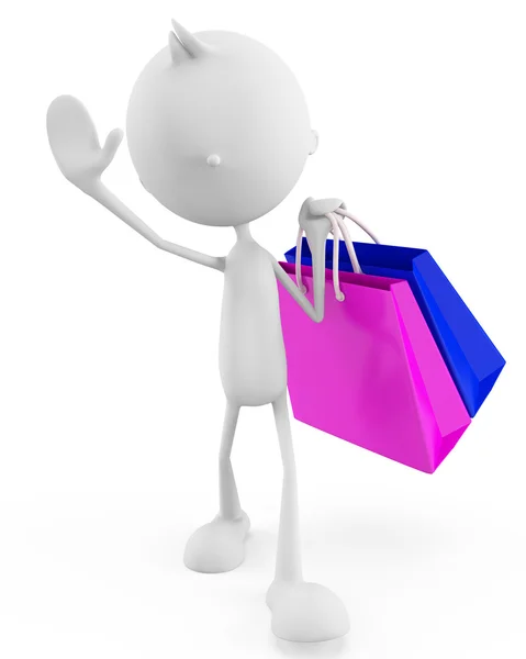White character with shopping bag — Stock Photo, Image