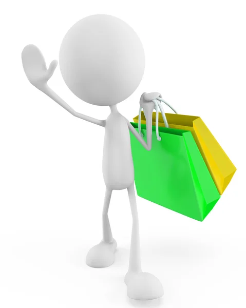 White character with shopping bag — Stock Photo, Image