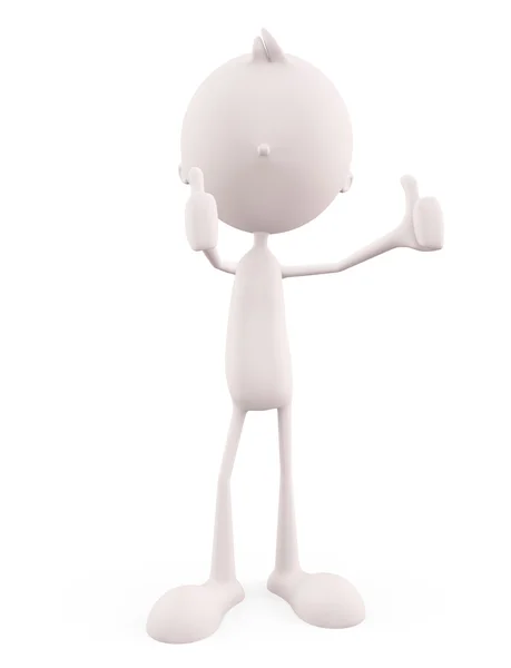 White character with thumb up pose — Stock Photo, Image