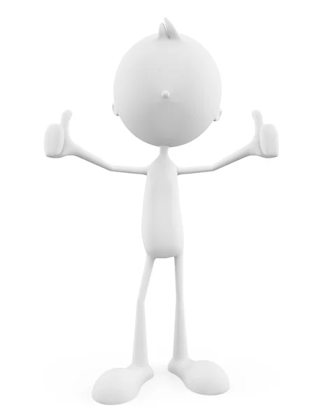 White character with thumbs up pose — Stock Photo, Image