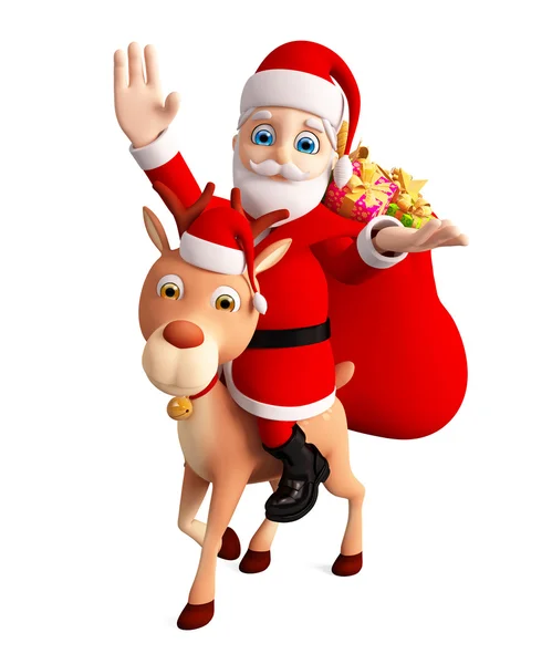 3d santa and Reindeer for Christmas — Stock Photo, Image