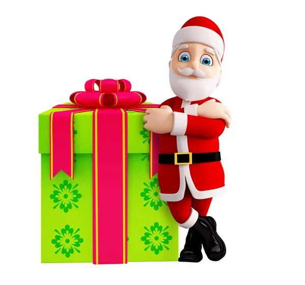 Santa con caja de regalo para Navidad — Foto de Stock