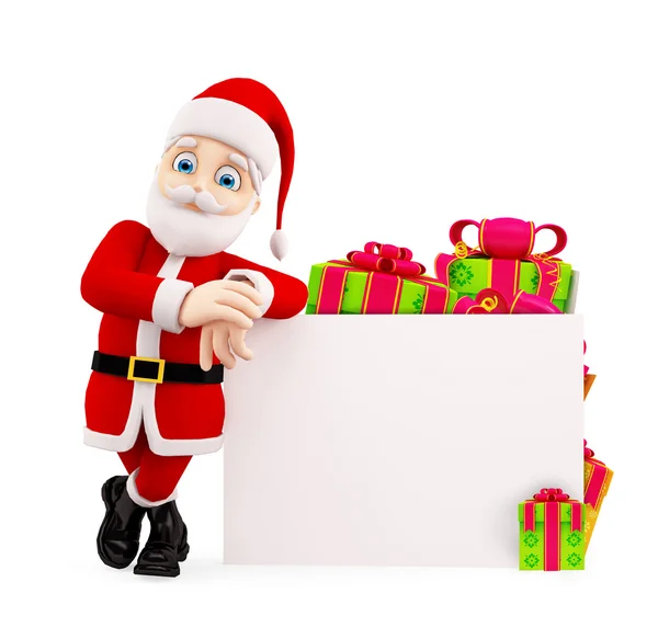 Santa presenting with board — Stock Photo, Image