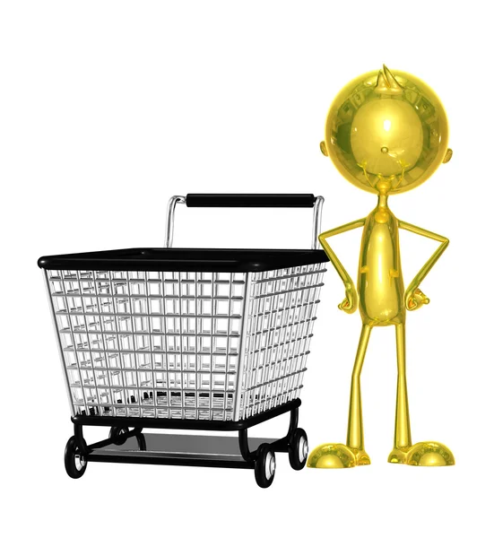 Goldener Charakter mit Trolley — Stockfoto