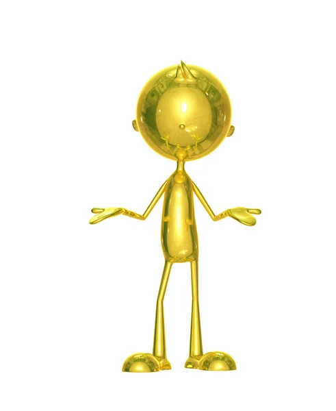 Sunu poz ile altın karakter — Stok fotoğraf
