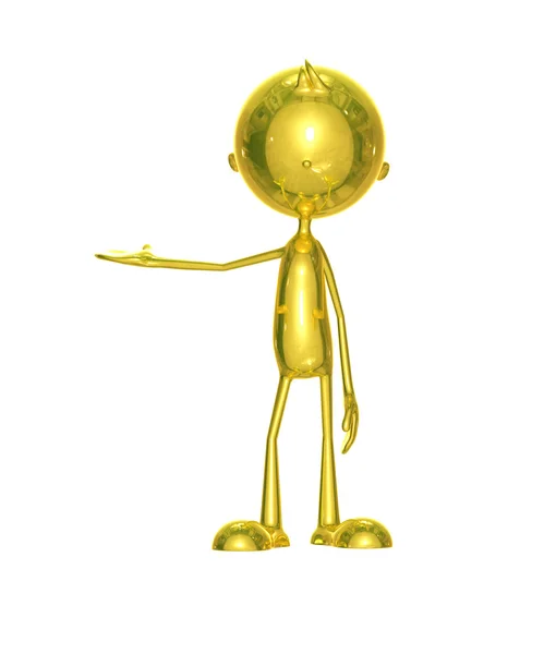 Golden character with presenting pose — Stock Photo, Image