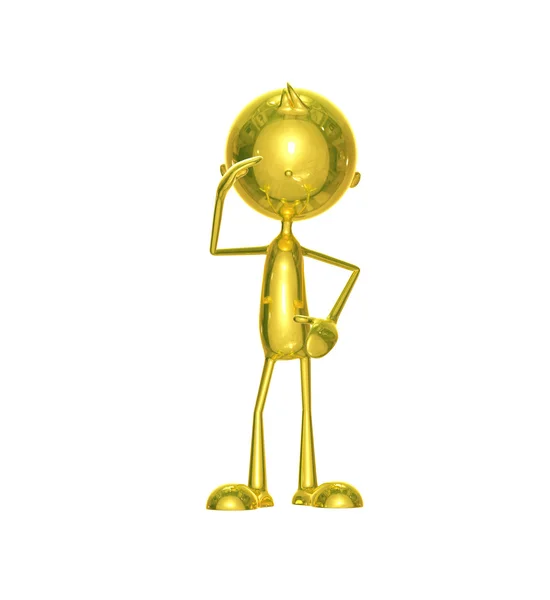 Golden character with salute — Stock Photo, Image