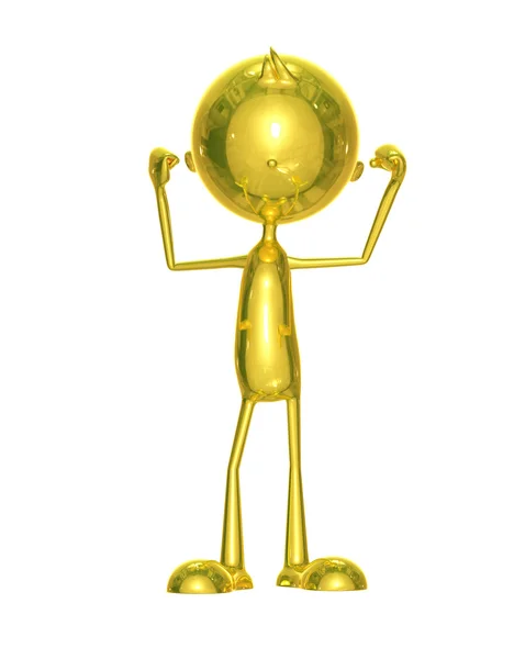 Golden character with body building pose — Stock Photo, Image