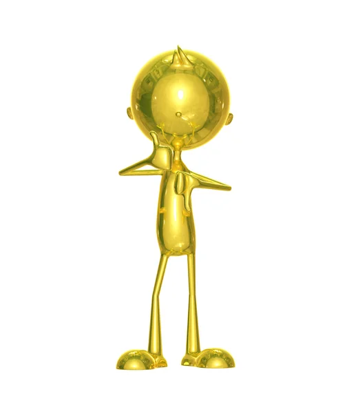 Gouden karakter met Duimschroef opwaarts pose — Stockfoto