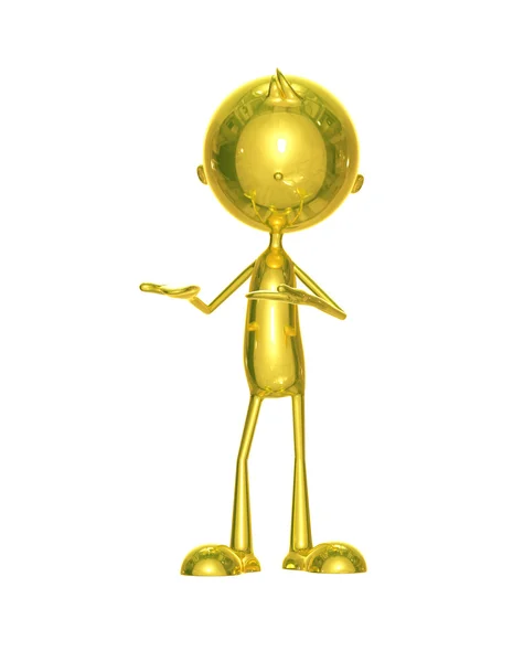 Golden character with presenting pose — Stock Photo, Image