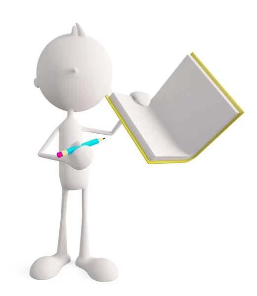 Personaje blanco con libro — Foto de Stock