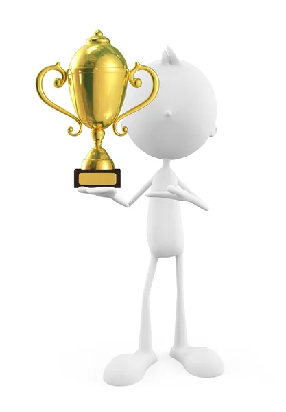 White character with trophy — Stock Photo, Image