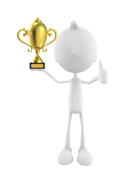 White character with trophy — Stock Photo, Image