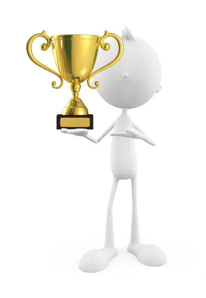 White character with trophy — Stock Photo, Image