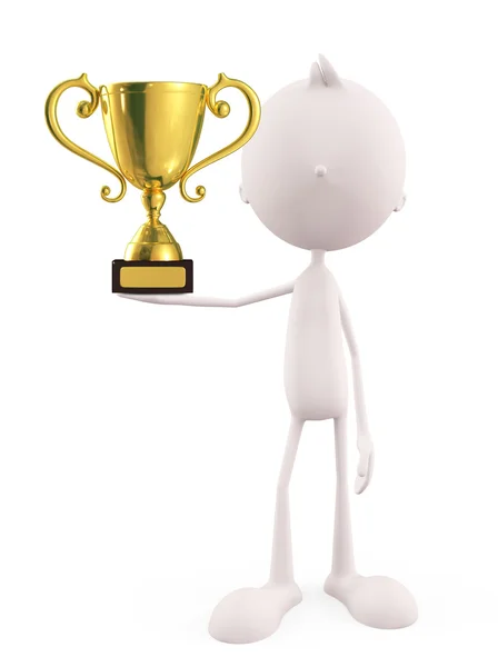 White character with trophy — Stock Photo, Image