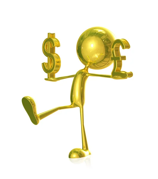 Golden character with doller and pound sign — Stock Photo, Image