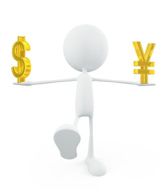 Beyaz doller ve yen işareti karakteriyle