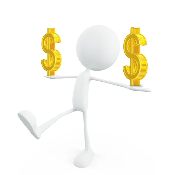 White character with dollar sign — Stock Photo, Image